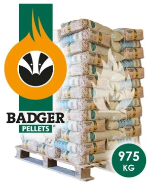 Houtpellets Badger 15 kg - 65 zakken per pallet - geleverd en gestapeld