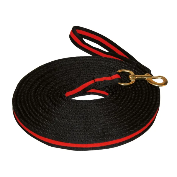 Longeerlijn soft zwart/rood 8 meter 