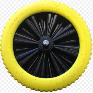 Kruiwagen landbouw 170L - 2 wielen - gele volle band - iCore - PP velg - rollager