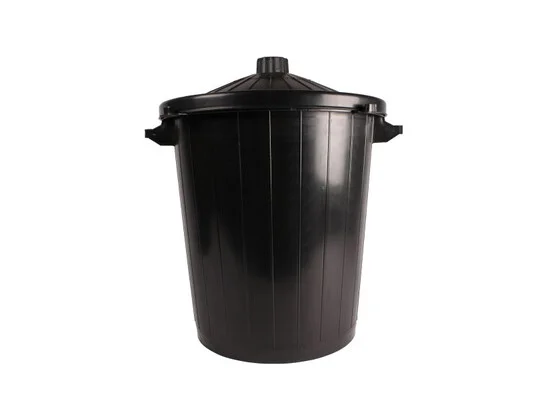 Zwarte ton + deksel 80L