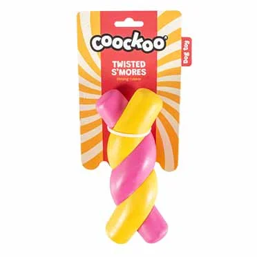 Hondenspeeltje TWISTED S'MORES 18,5x7,5x5,5cm geel/roze