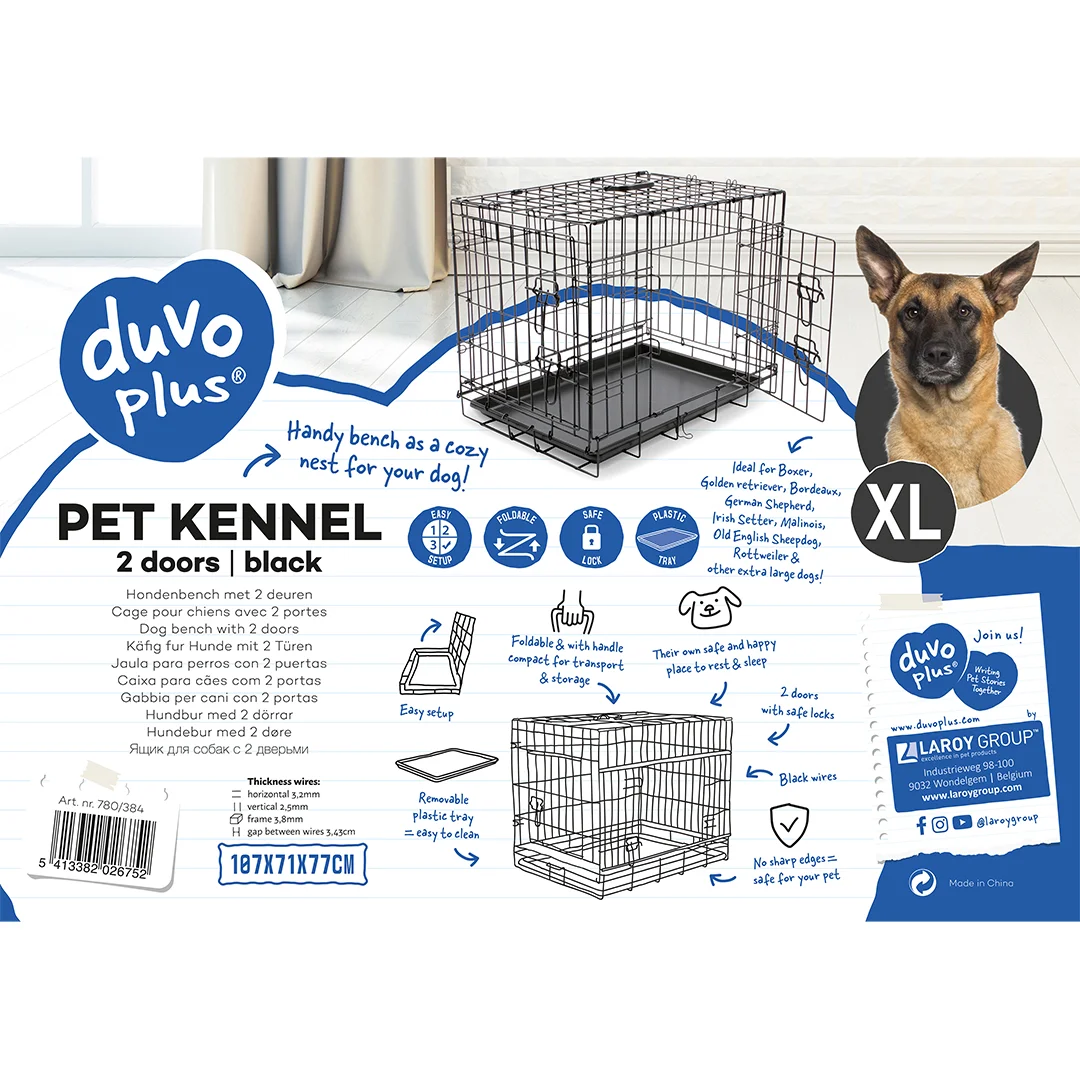 Draadkooi 2 Deuren Plastiek Schuif zwart XL
