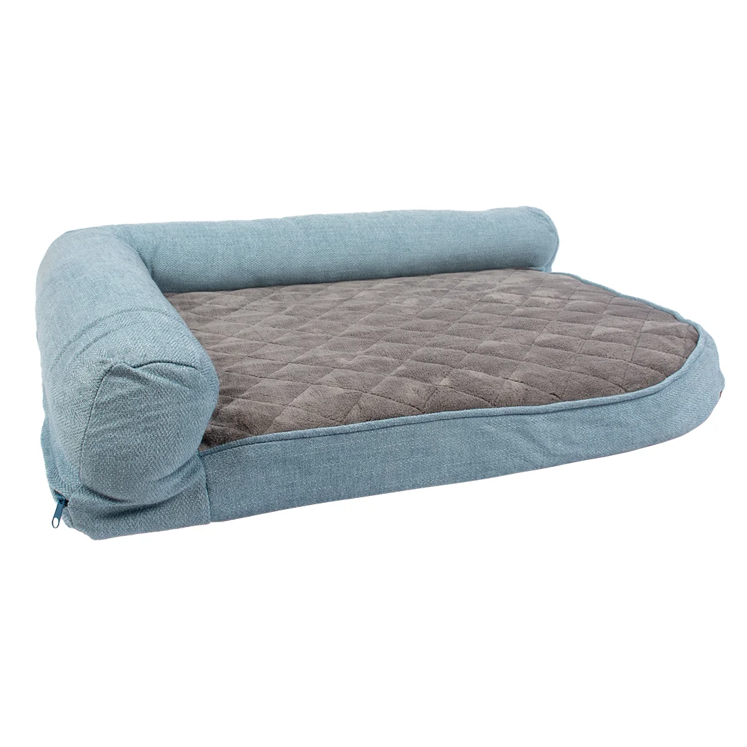Foam bed Tweed Sky S - 80x60x20cm blauw/zwart
