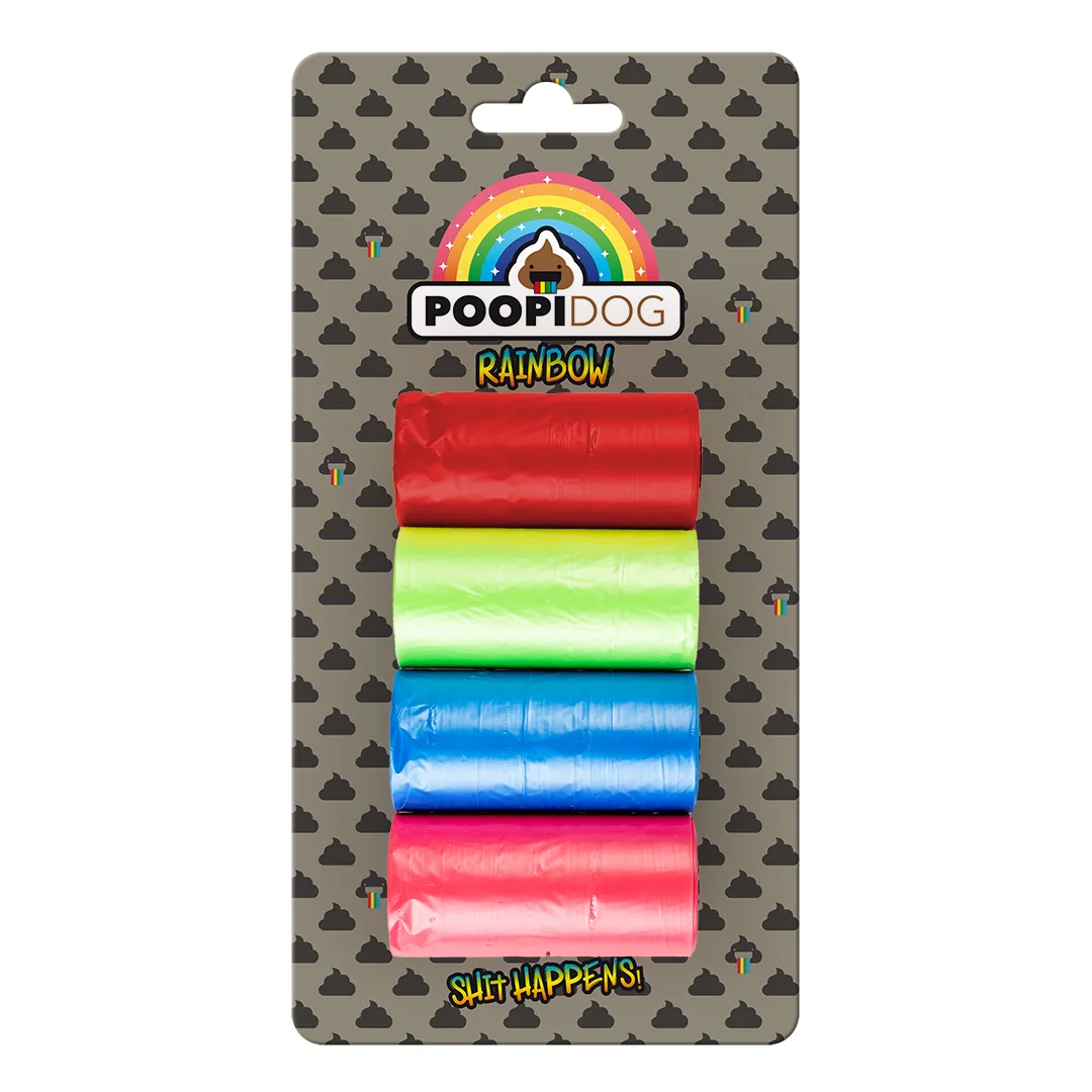 Poepzakjes Rainbow 4x15st - 32x19cm Meerkleurig