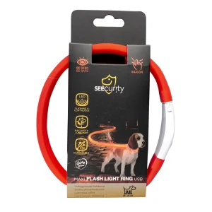 Flash light ring maxi USB Silicon 45x2,5x1cm rood