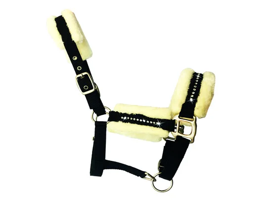 HALSTER ZWART WOOLY+STRASS COB