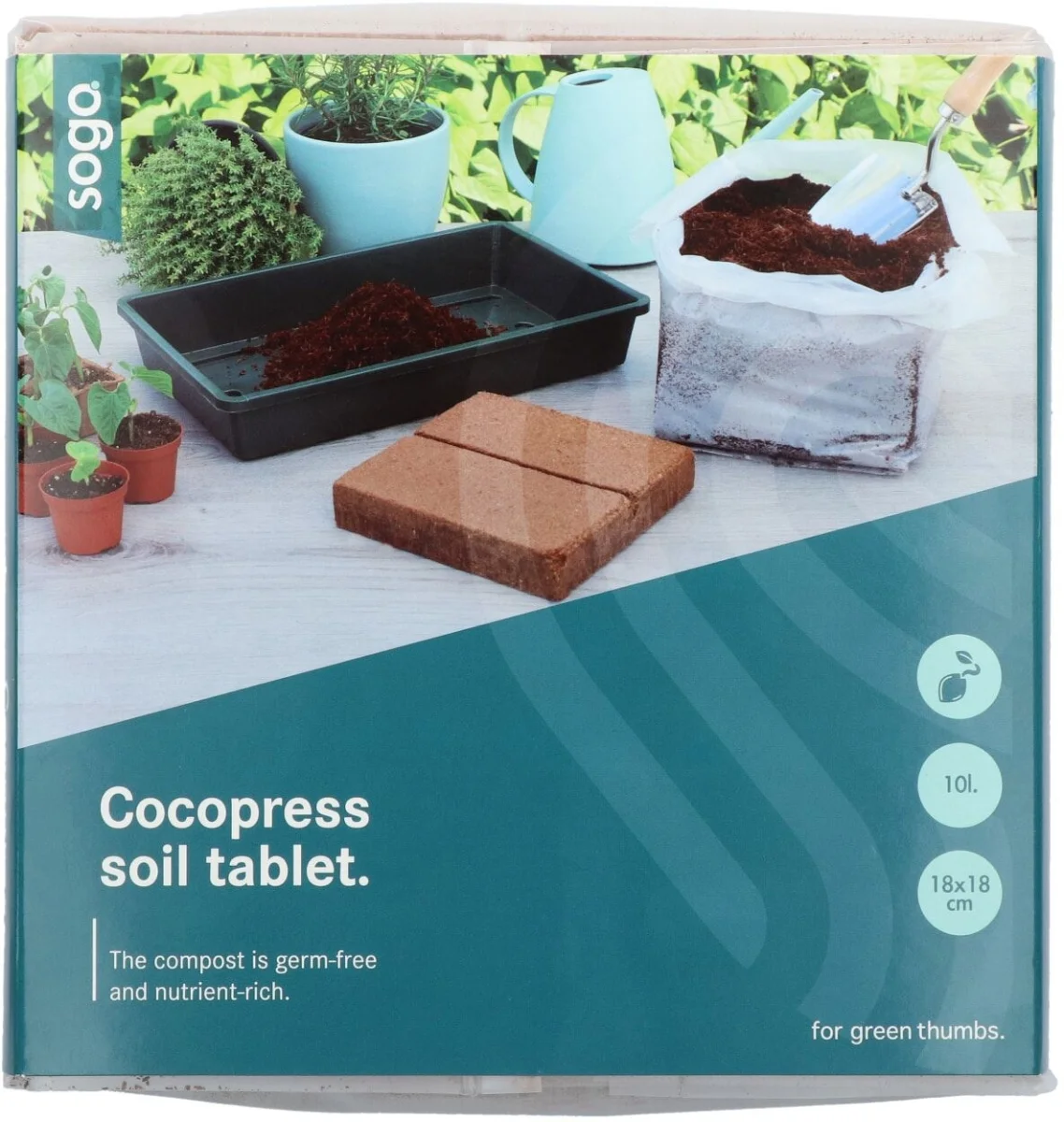 SOGO Cocos tablet 10 liter, 18x18cm